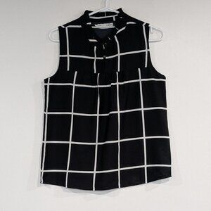 Vero Moda Sleeveless Checkered Blouse Black White Size XS